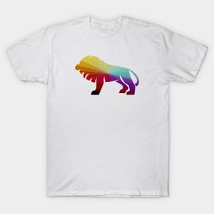 Cute Color Gradient Lion Shape Drawing T-Shirt